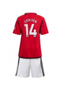 Fotbalové Dres Manchester United Christian Eriksen #14 Dětské Domácí Oblečení 2023-24 Krátký Rukáv (+ trenýrky)